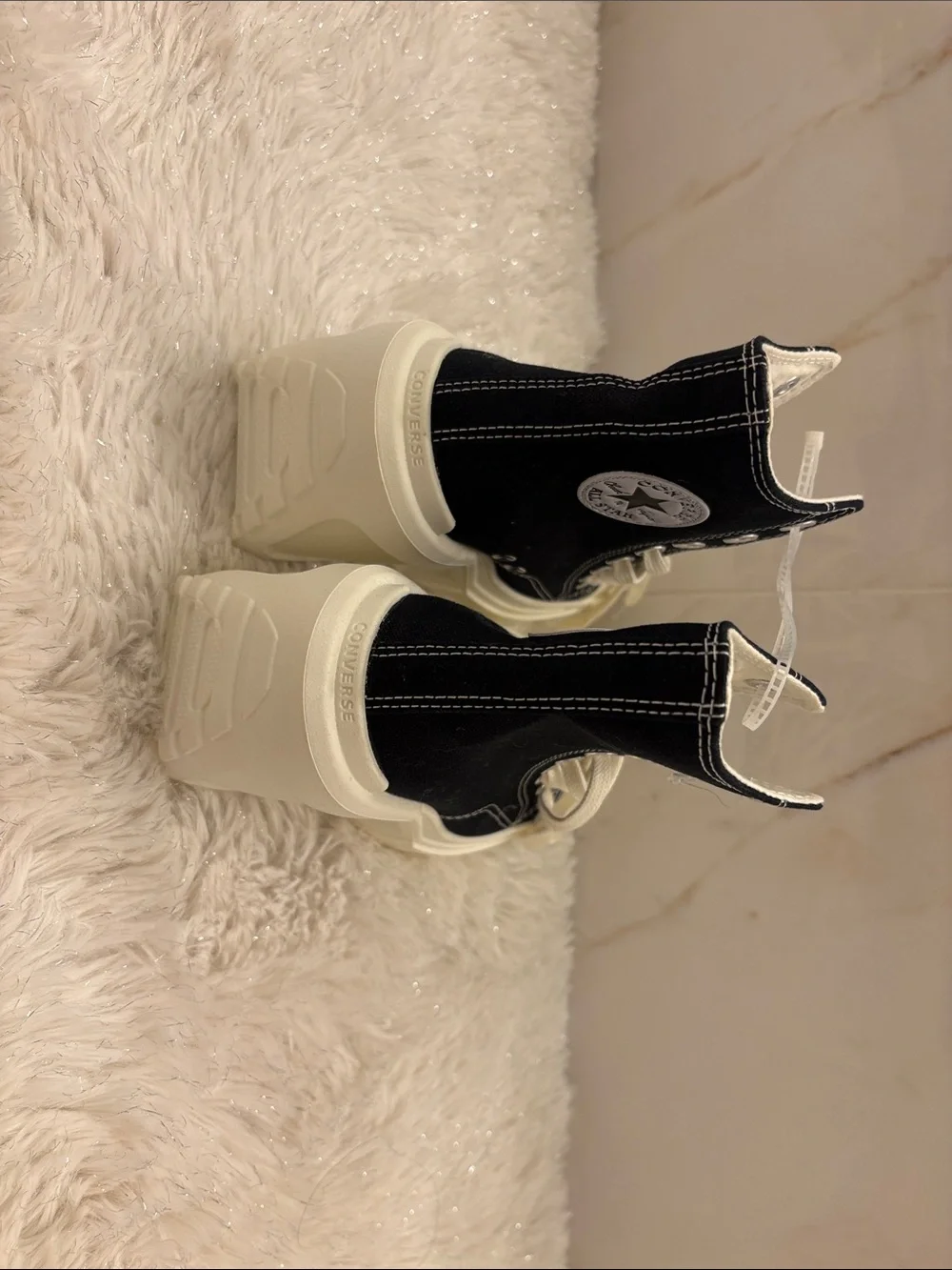 Converse Platform High-Top Sneakers in Black and Cream